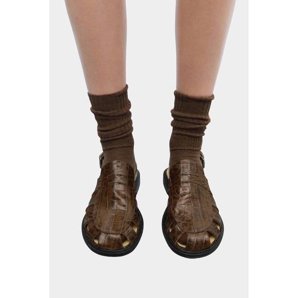 NEW CORDERA women's slingback loafer in brown crocodile